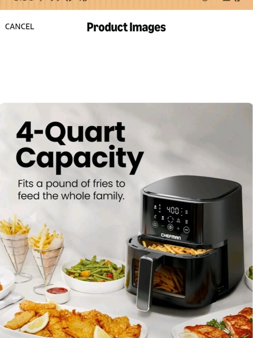 Chefman Black Air Fryer Oven with Window - 4-Quart Capacity
